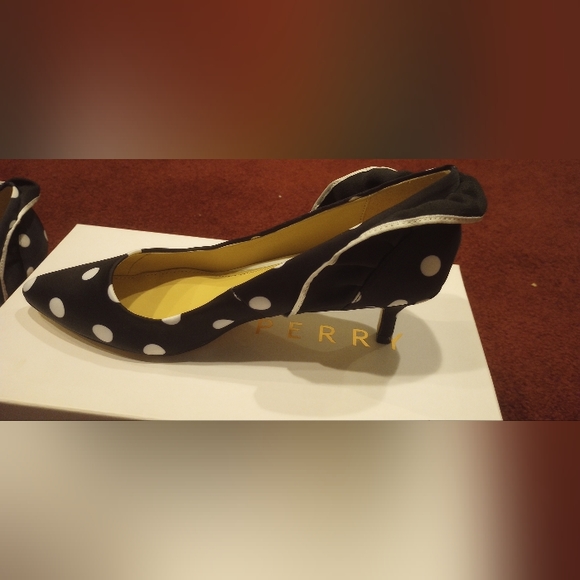 NWT Katy Perry Aileen Polka Dot Satin white/black 7.5 - Picture 3 of 8